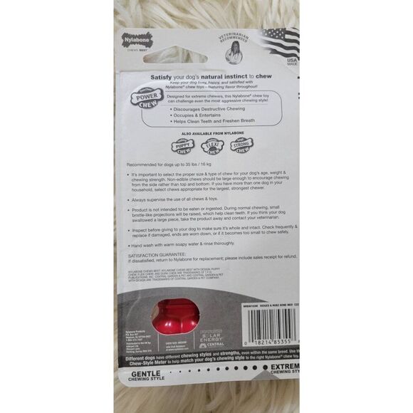 Nylabone Power Chew Holiday Bone Chew Toy (1 count) Beef Medium (Up to 35 Lbs) - Picture 4 of 5